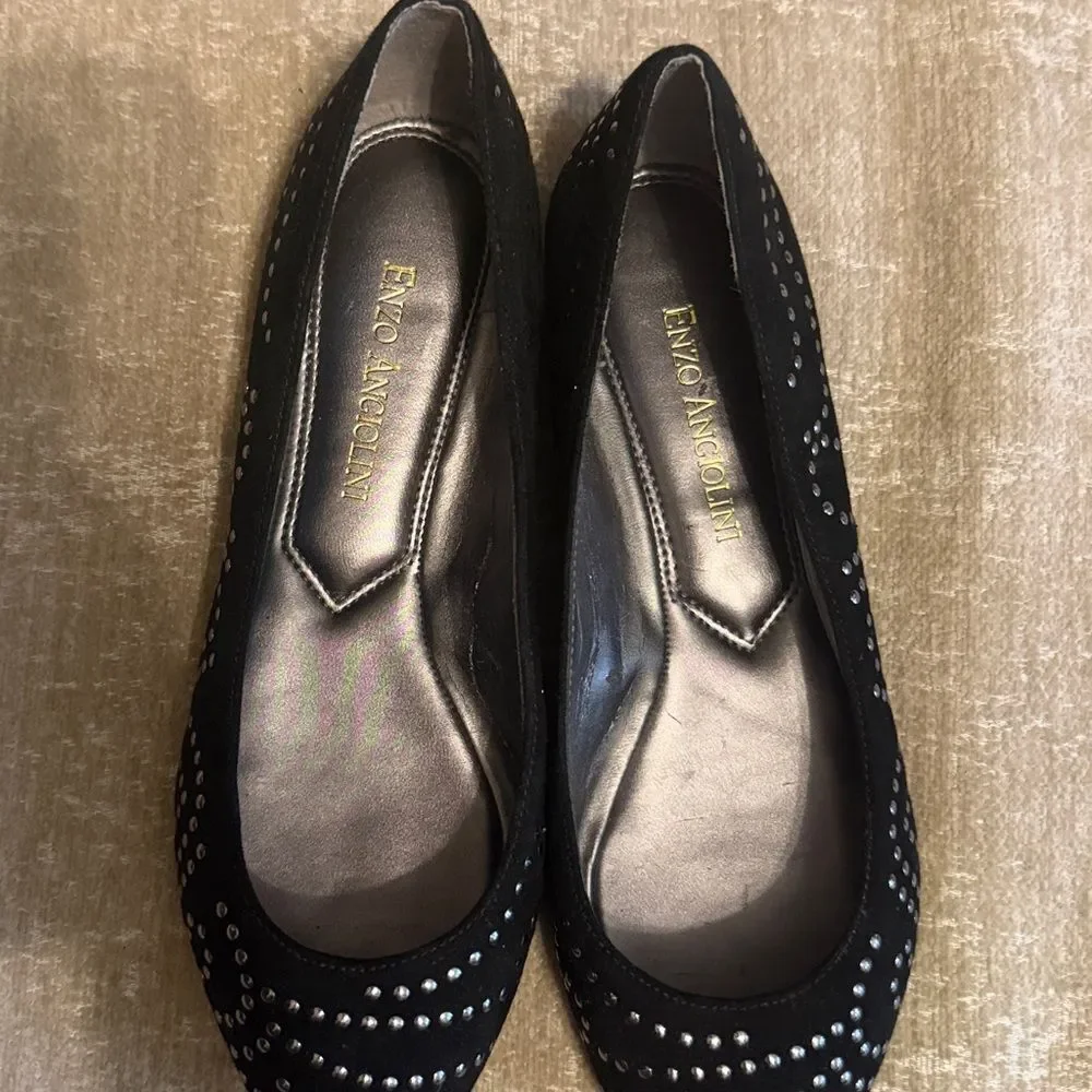 Enzo Angiolini Studded Black Flats